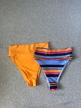 aerie High-Cut Bikini Bottoms — Yellow & Multicolor Stripes